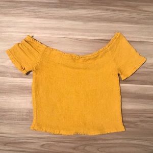 Off the Shoulder Yellow Crop Top